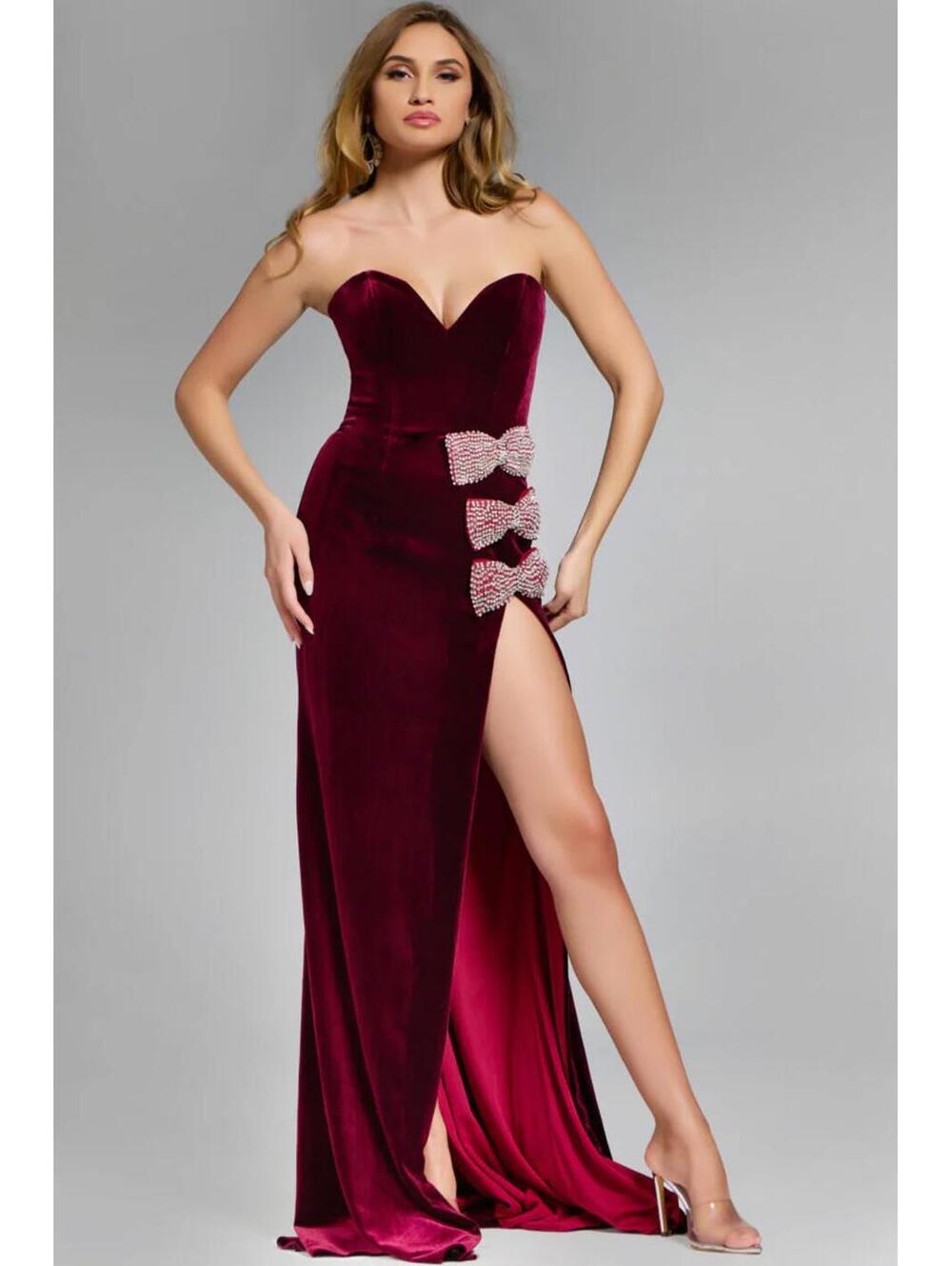 NWT Jovani 42665A Burgundy Strapless Gown Size 8 Formal Prom Dress w/ Straps
